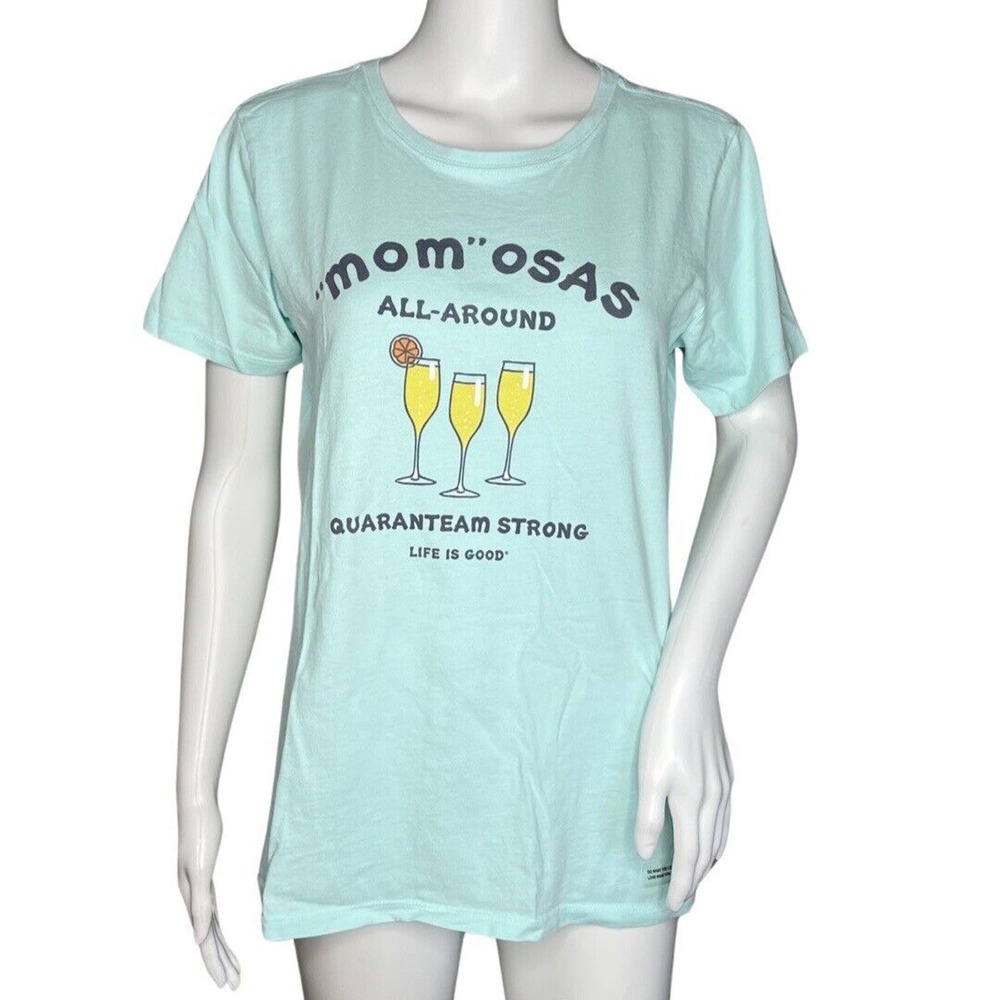 Life Is Good Shirt‎ Womens Medium Green Crusher Tee "Mom"osas Basic Casual Tee